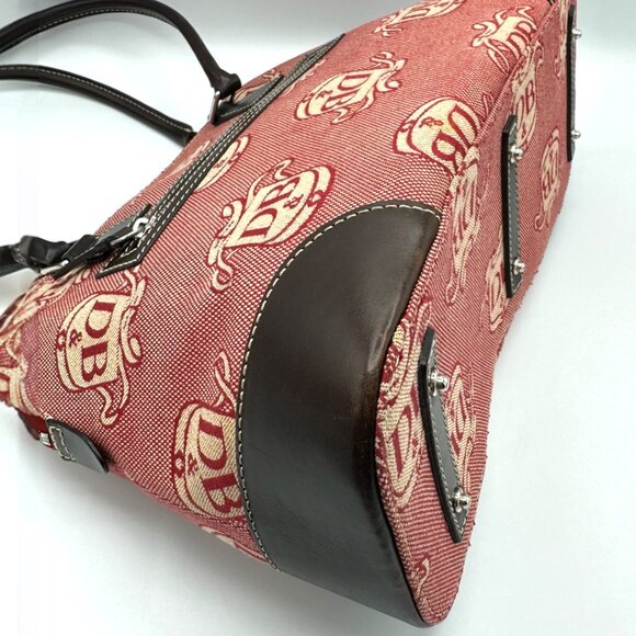 Vintage Dooney & Bourke Domed Crest Canvas/Leather Satchel + Key Fob - Picture 9 of 15